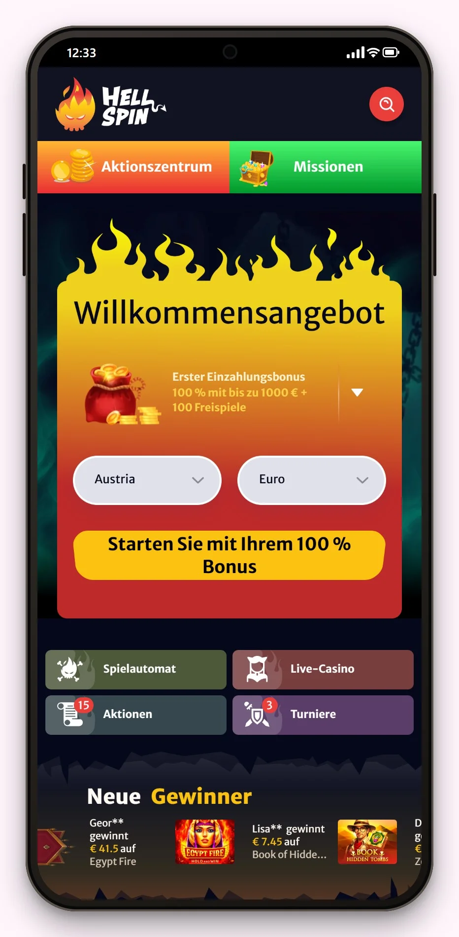 Online Casino mit Flexepin: HellSpin am Handy