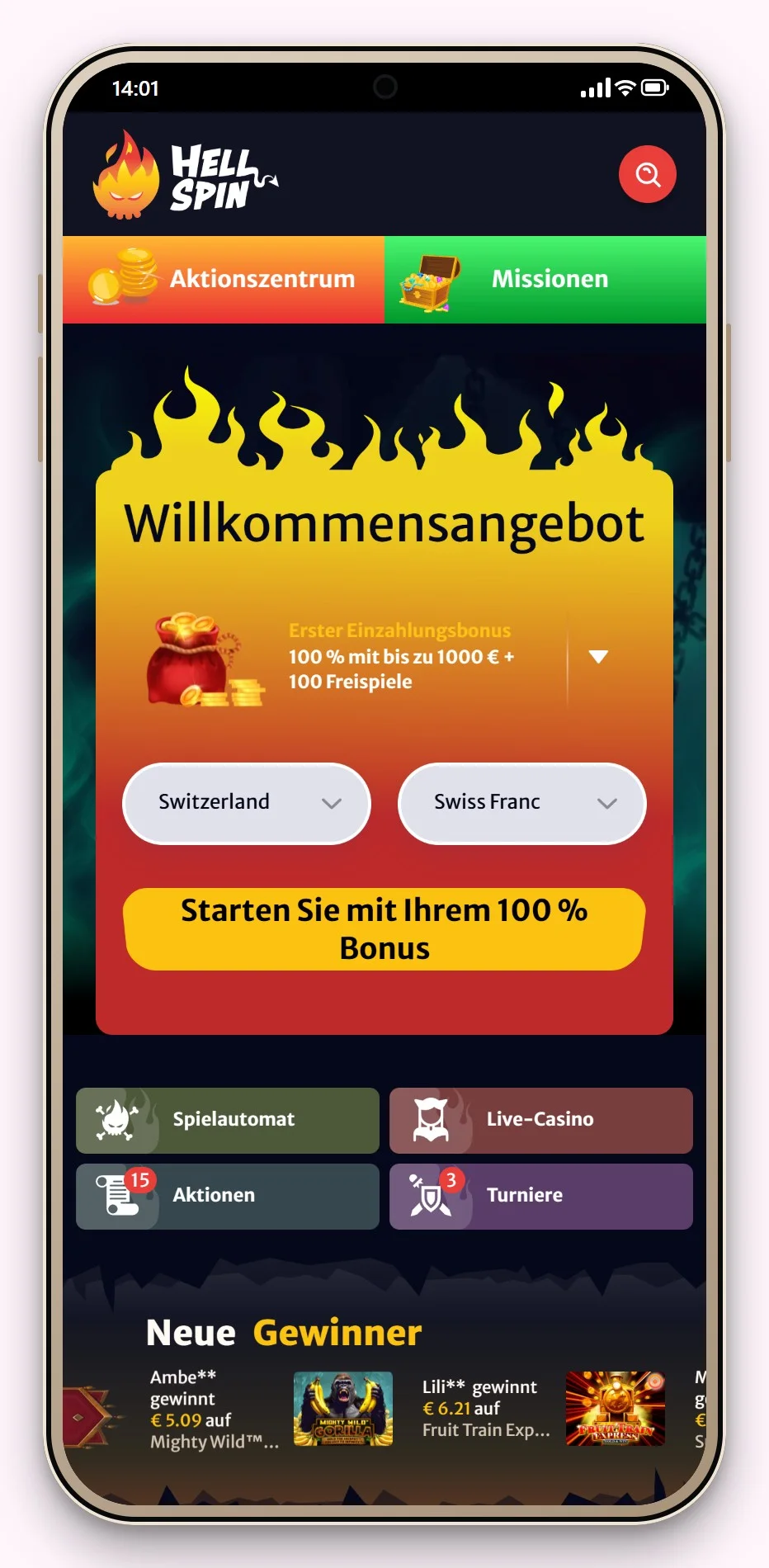 Flexepin Casino Schweiz: HellSpin am Smartphone