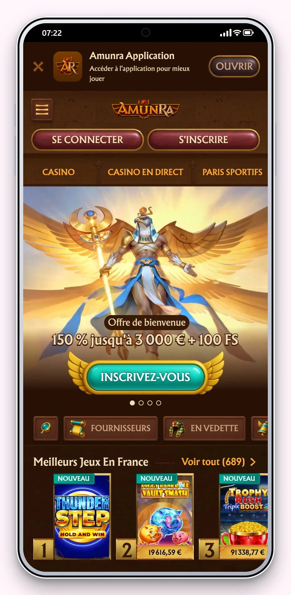 casino flexepin france : AmunRa lobby sur mobile
